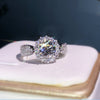 Starry Sky Ring Inlaid With Large Zircon And Tiny White Diamonds