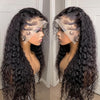 Black Wig Head Cover Fluffy Long Curly Hair Mid-split Full Top Pullover