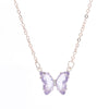 Womens Glass Crystal Butterfly Pendant Necklace